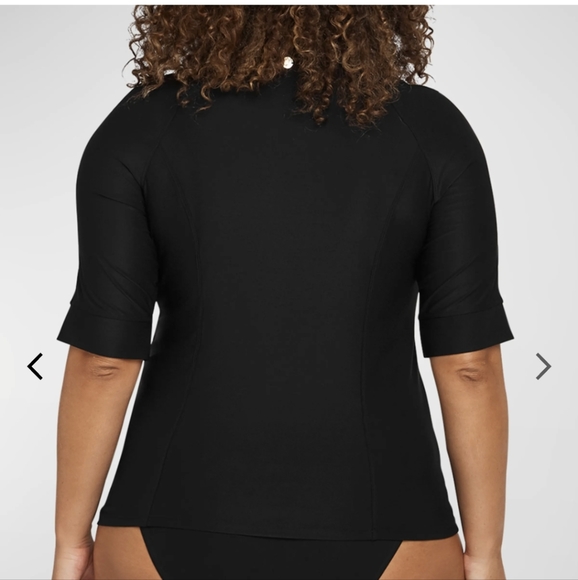 ARTESANDS black Seurat Short-Sleeve Full-Zip Rashguard Top - Picture 2 of 12